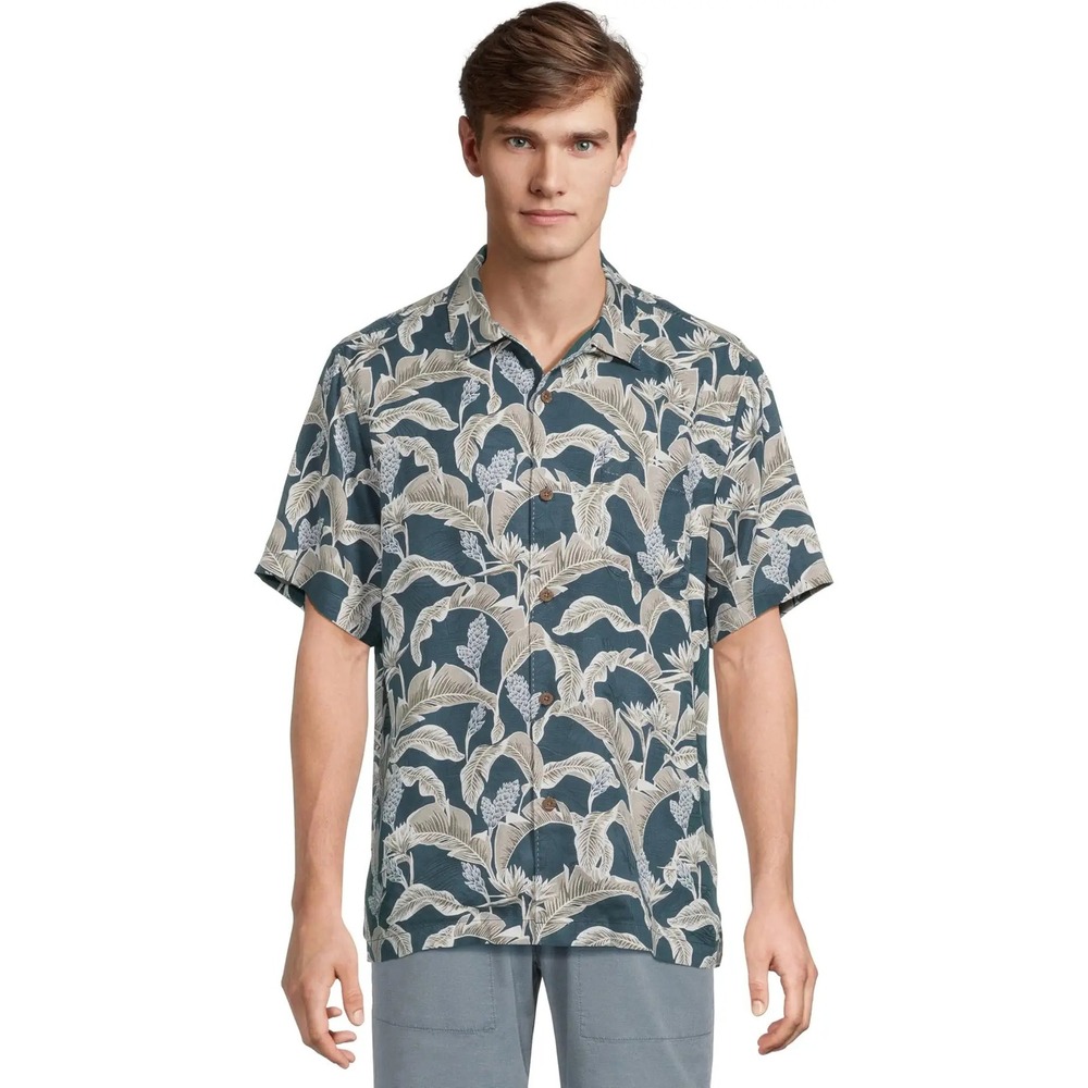 Tommy Bahama Silk Collection‎ Midnight Palms Camp Shirt Washable Medium Tropical